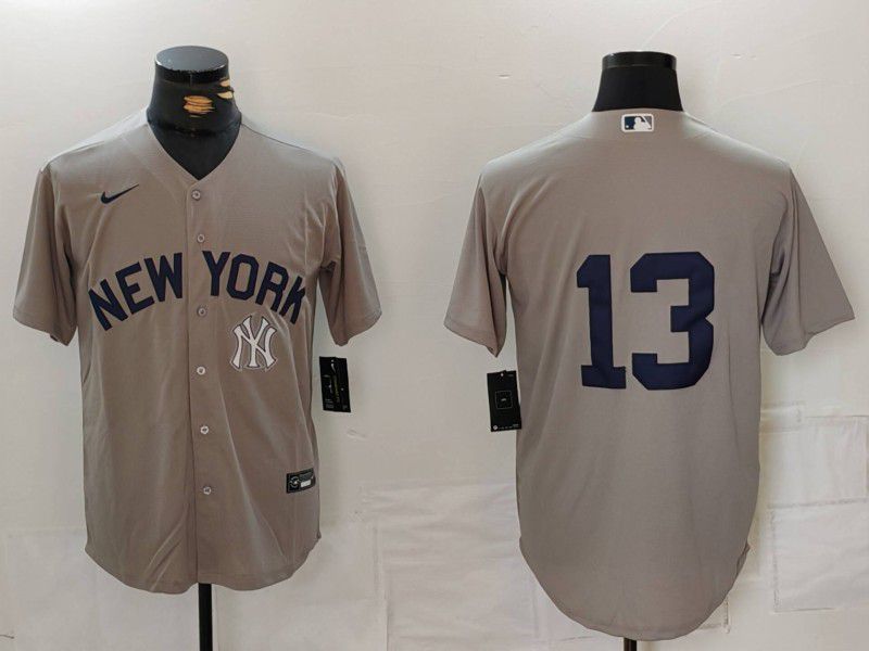 Men New York Yankees 13 No Name Grey Game 2024 Nike MLB Jersey style 8143